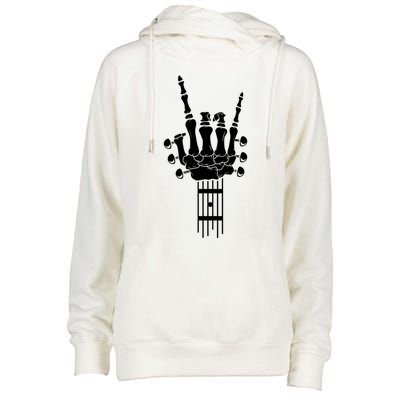 Rock And Roll Skeleton Guitar Music Lover Music Lover Gift Funny Gift Womens Funnel Neck Pullover Hood