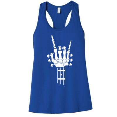 Rock And Roll Skeleton Guitar Music Lover Music Lover Gift Funny Gift Women's Racerback Tank