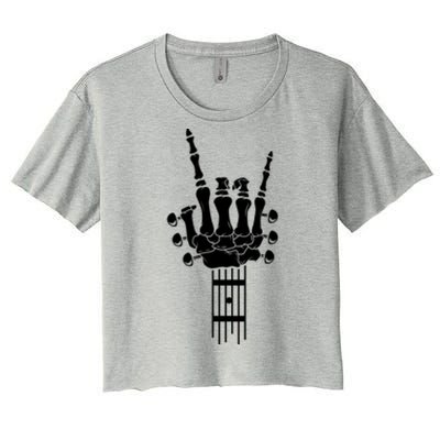 Rock And Roll Skeleton Guitar Music Lover Music Lover Gift Funny Gift Women's Crop Top Tee