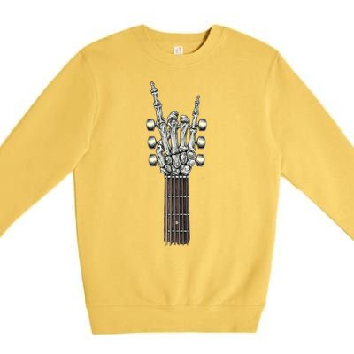 Rock And Roll Guitar Skeleton Hand Premium Crewneck Sweatshirt