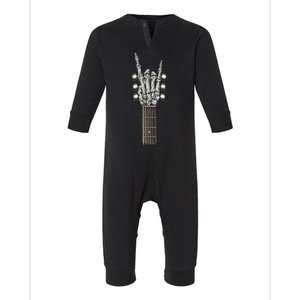 Rock And Roll Guitar Skeleton Hand Infant Fleece One Piece