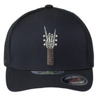 Rock And Roll Guitar Skeleton Hand Flexfit Unipanel Trucker Cap