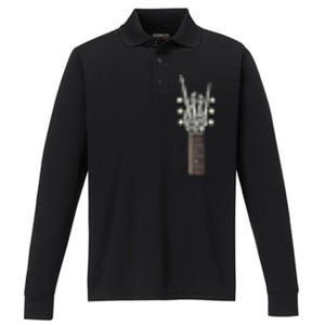 Rock And Roll Guitar Skeleton Hand Performance Long Sleeve Polo