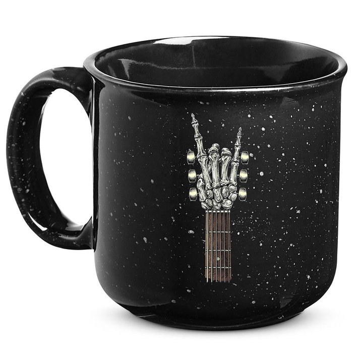 Rock And Roll Guitar Skeleton Hand 15oz Campfire Ceramic Mug