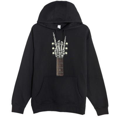 Rock And Roll Guitar Skeleton Hand Premium Pullover Hoodie