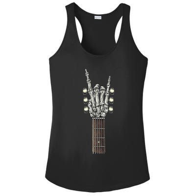 Rock And Roll Guitar Skeleton Hand Ladies PosiCharge Competitor Racerback Tank