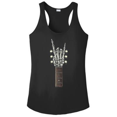 Rock And Roll Guitar Skeleton Hand Ladies PosiCharge Competitor Racerback Tank