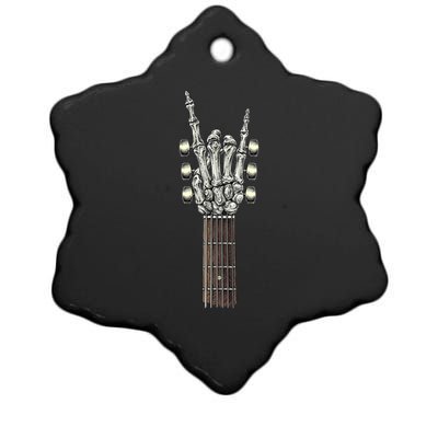 Rock And Roll Guitar Skeleton Hand Ceramic Star Ornament