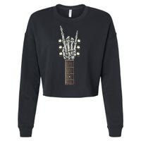 Rock And Roll Guitar Skeleton Hand Cropped Pullover Crew