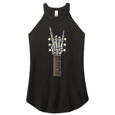 Rock And Roll Guitar Skeleton Hand Women's Perfect Tri Rocker Tank