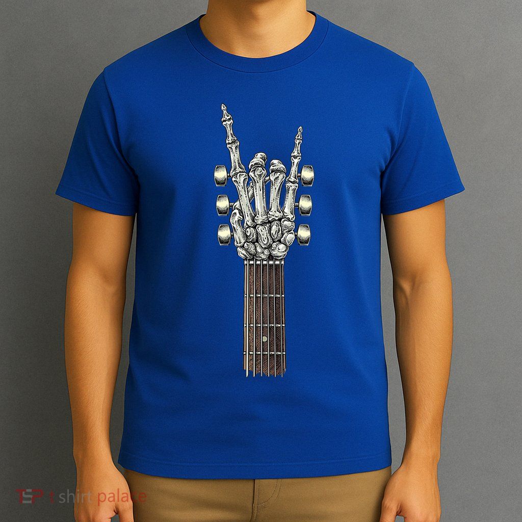 Rock And Roll Guitar Skeleton Hand T-Shirt