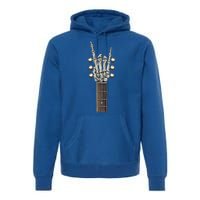 Rock And Roll Guitar Skeleton Hand Premium Hoodie