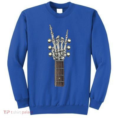 Rock And Roll Guitar Skeleton Hand Tall Sweatshirt