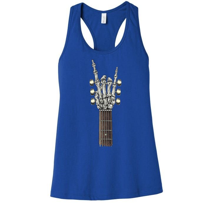 Rock And Roll Guitar Skeleton Hand Women's Racerback Tank