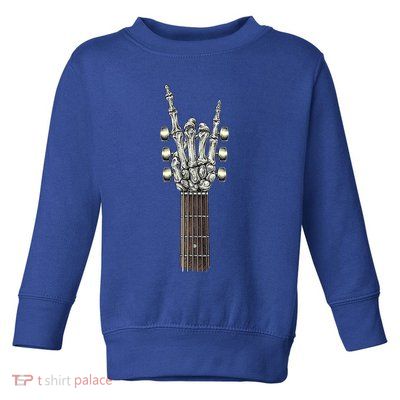 Rock And Roll Guitar Skeleton Hand Toddler Sweatshirt