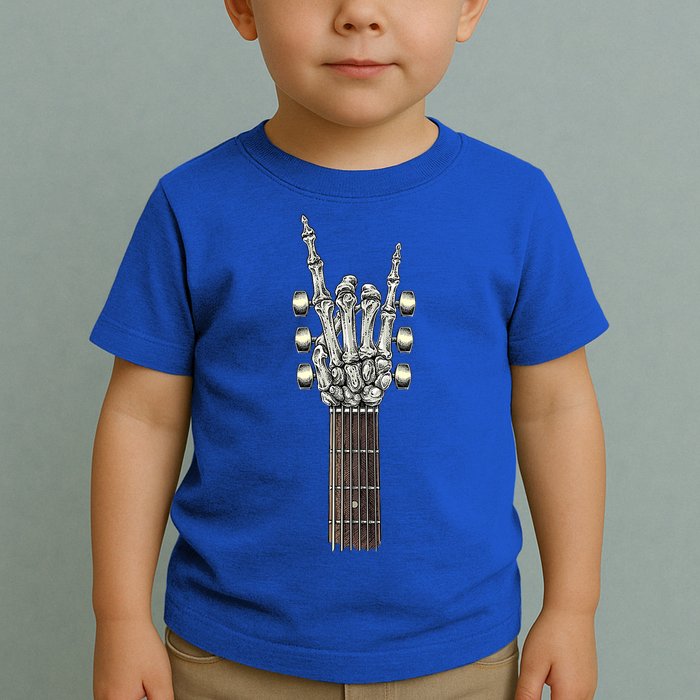 Rock And Roll Guitar Skeleton Hand Toddler T-Shirt
