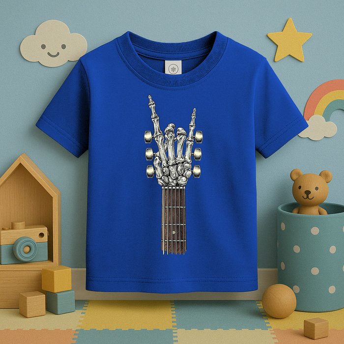 Rock And Roll Guitar Skeleton Hand Toddler T-Shirt