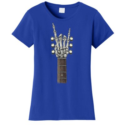 Rock And Roll Guitar Skeleton Hand Women's T-Shirt