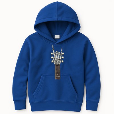 Rock And Roll Guitar Skeleton Hand Kids Hoodie
