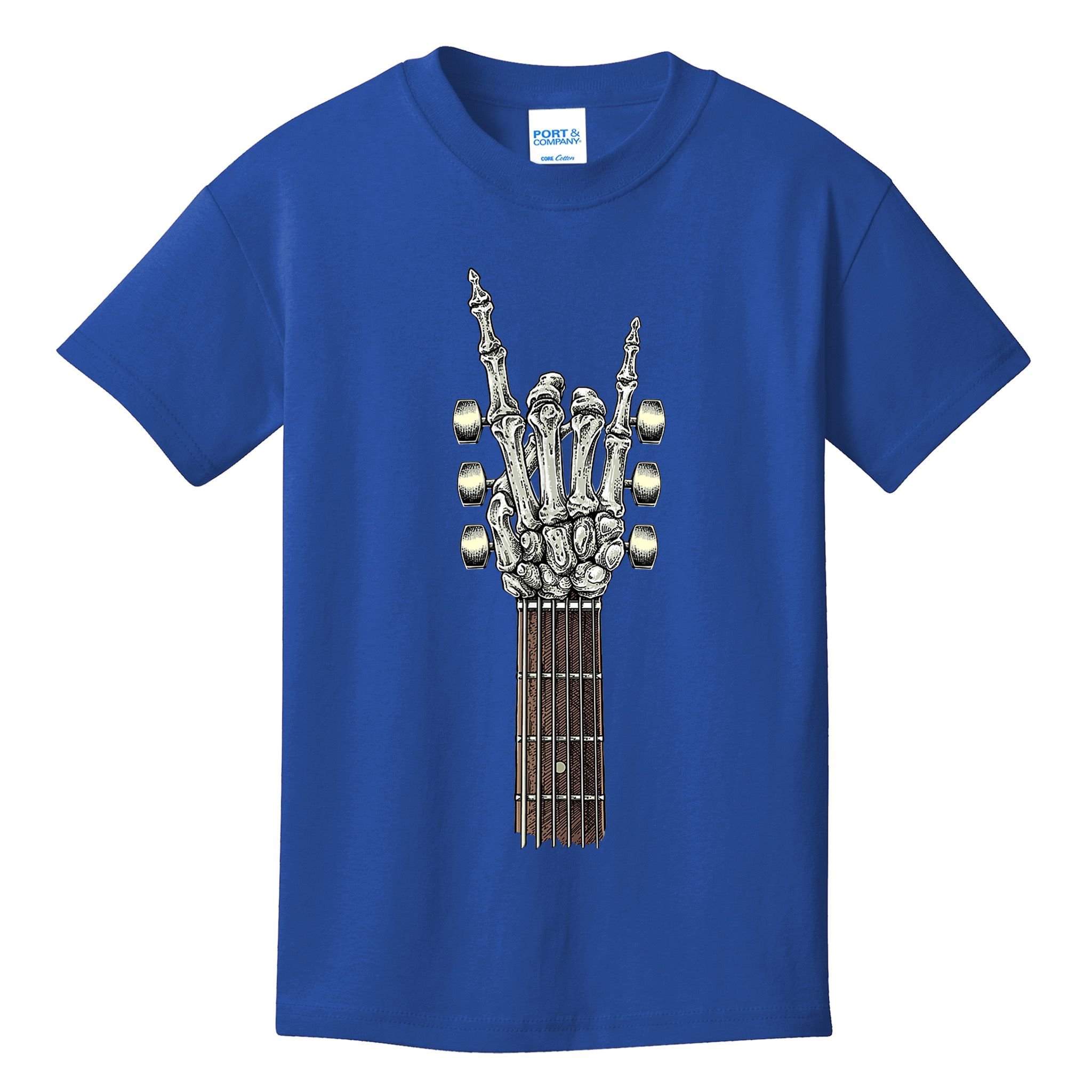 Rock And Roll Guitar Skeleton Hand Kids T-Shirt