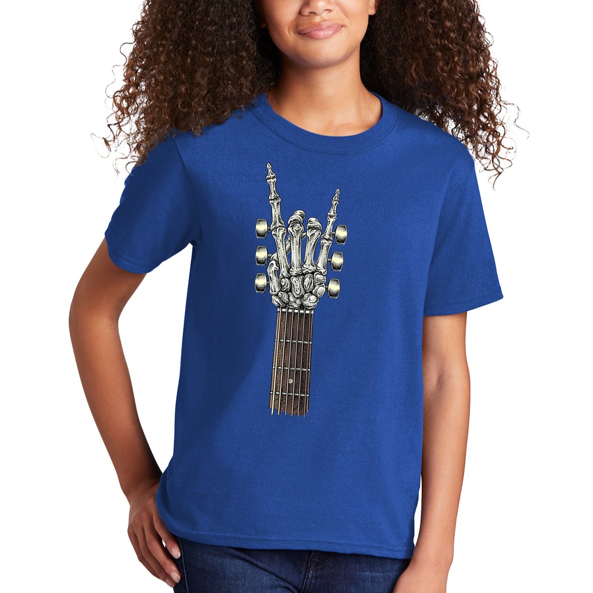 Rock And Roll Guitar Skeleton Hand Kids T-Shirt