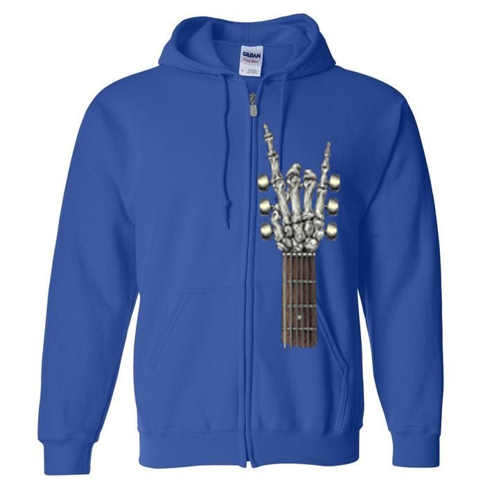 Rock And Roll Guitar Skeleton Hand Full Zip Hoodie