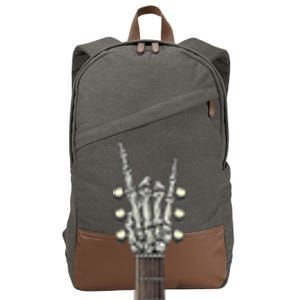 Rock And Roll Guitar Skeleton Hand Cotton Canvas Backpack