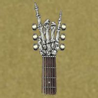 Rock And Roll Guitar Skeleton Hand Garment-Dyed Women's Muscle Tee