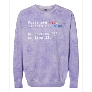 Roses Are Red Violets Are Blue Unexpected Programmer Coding Colorblast Crewneck Sweatshirt