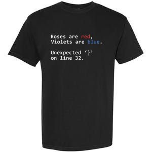 Roses Are Red Violets Are Blue Unexpected Programmer Coding Garment-Dyed Heavyweight T-Shirt