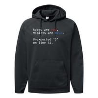 Roses Are Red Violets Are Blue Unexpected Programmer Coding Performance Fleece Hoodie