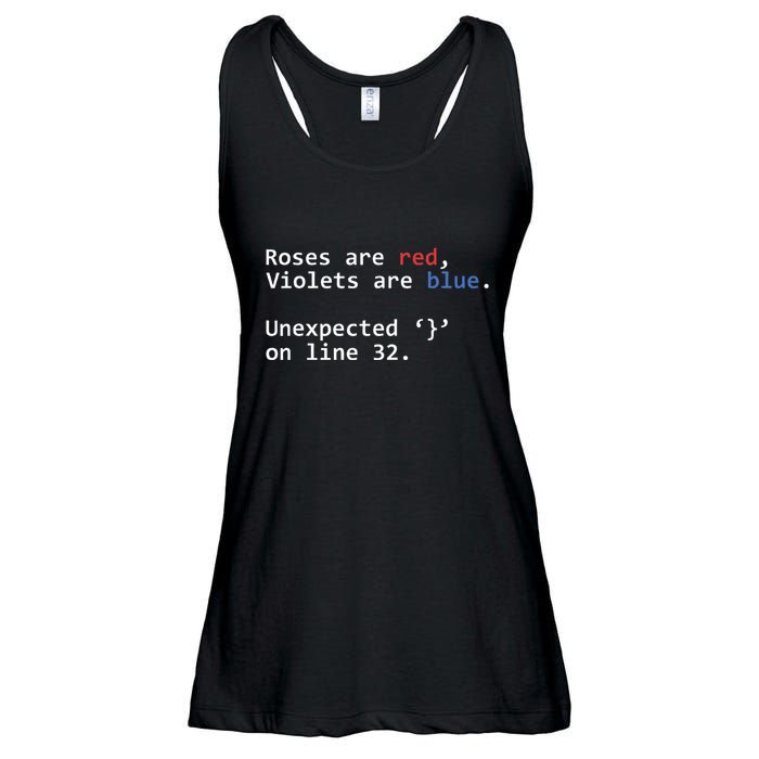 Roses Are Red Violets Are Blue Unexpected Programmer Coding Ladies Essential Flowy Tank