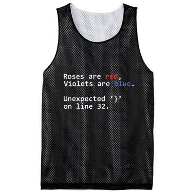 Roses Are Red Violets Are Blue Unexpected Programmer Coding Mesh Reversible Basketball Jersey Tank