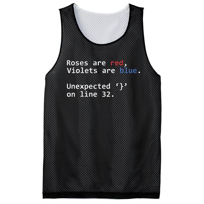 Roses Are Red Violets Are Blue Unexpected Programmer Coding Mesh Reversible Basketball Jersey Tank