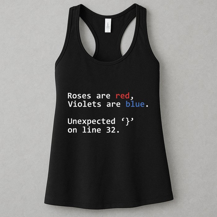 Roses Are Red Violets Are Blue Unexpected Programmer Coding Women's Racerback Tank