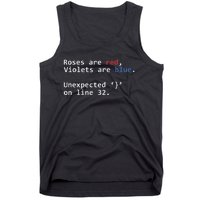 Roses Are Red Violets Are Blue Unexpected Programmer Coding Tank Top