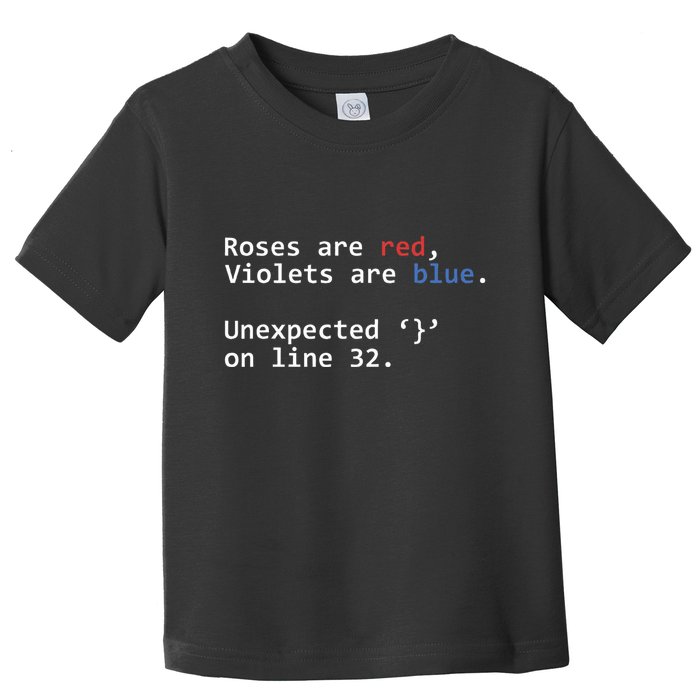Roses Are Red Violets Are Blue Unexpected Programmer Coding Toddler T-Shirt