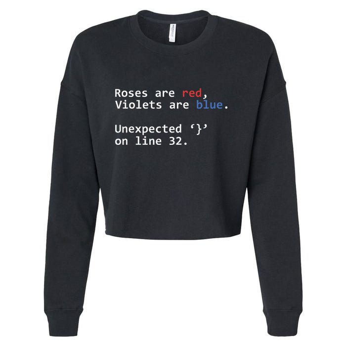 Roses Are Red Violets Are Blue Unexpected Programmer Coding Cropped Pullover Crew