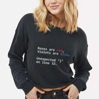 Roses Are Red Violets Are Blue Unexpected Programmer Coding Cropped Pullover Crew
