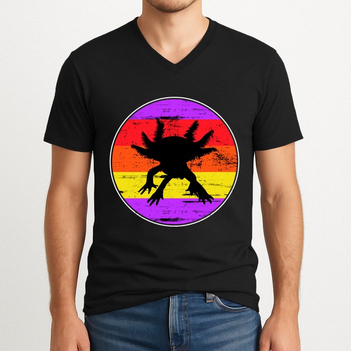 Retro Axolotl V-Neck T-Shirt