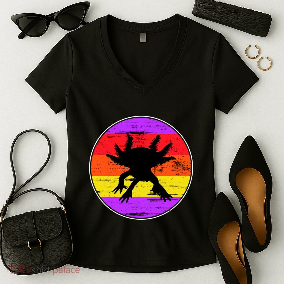 Retro Axolotl Women's V-Neck T-Shirt