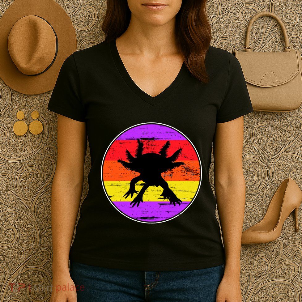 Retro Axolotl Women's V-Neck T-Shirt