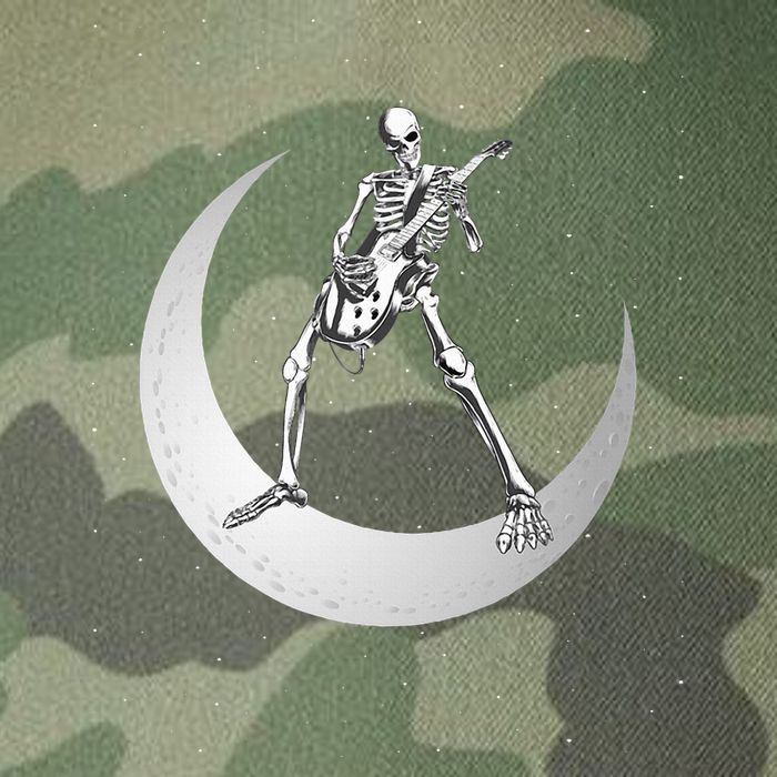 Rock And Roll Skeleton Playing Guitar Rock On Moon Halloween Legacy Tie Dye Trucker Hat