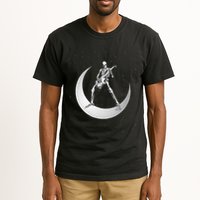 Rock And Roll Skeleton Playing Guitar Rock On Moon Halloween Tall T-Shirt