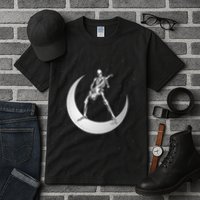 Rock And Roll Skeleton Playing Guitar Rock On Moon Halloween Tall T-Shirt