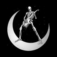 Rock And Roll Skeleton Playing Guitar Rock On Moon Halloween 7-Panel Snapback Hat