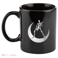 Rock And Roll Skeleton Playing Guitar Rock On Moon Halloween 11oz C Handle Ceramic Mug
