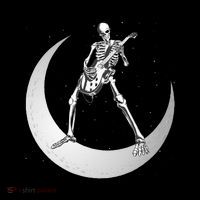 Rock And Roll Skeleton Playing Guitar Rock On Moon Halloween 16 in Basic Backpack