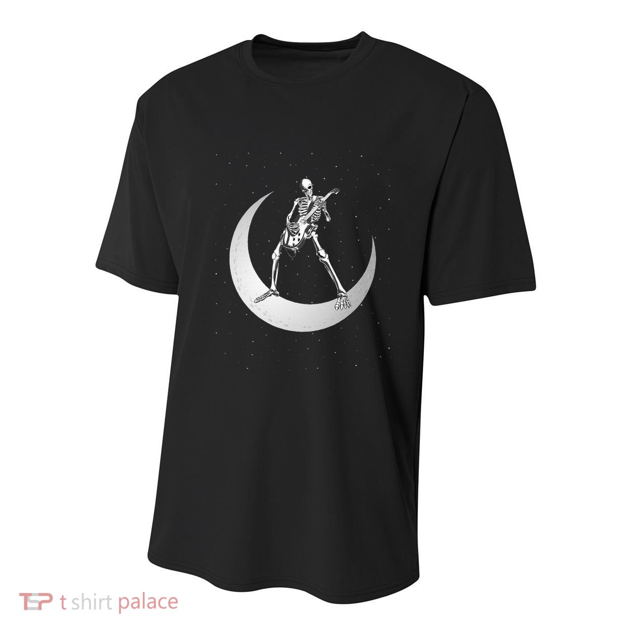 Rock And Roll Skeleton Playing Guitar Rock On Moon Halloween Youth Performance Sprint T-Shirt