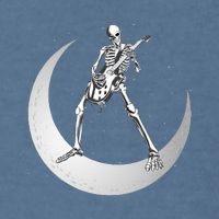 Rock And Roll Skeleton Playing Guitar Rock On Moon Halloween Garment-Dyed Sweatshirt